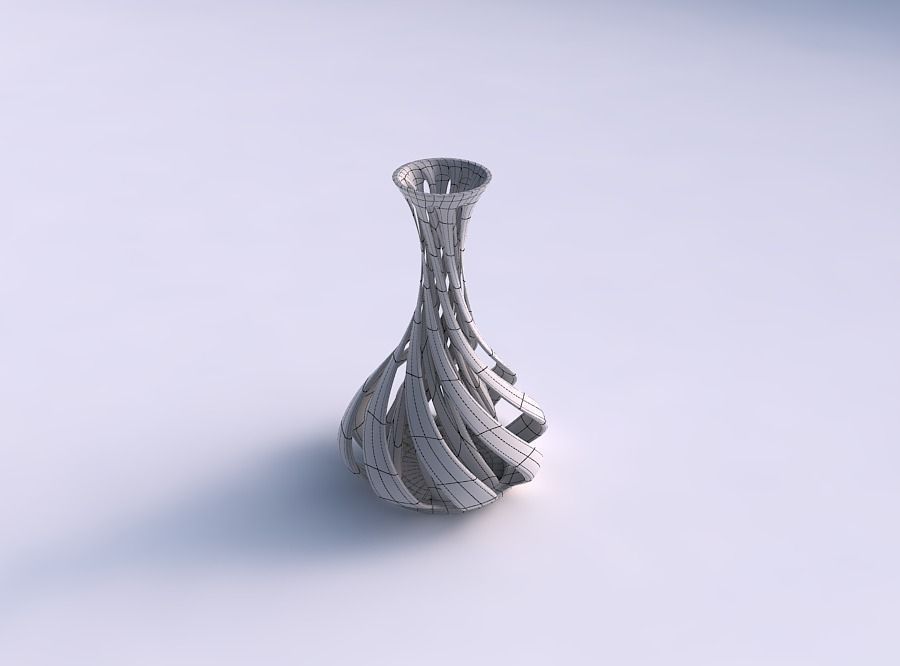 Vase curved thin neck with twisted two layered lines tapered 2 3D print model_5