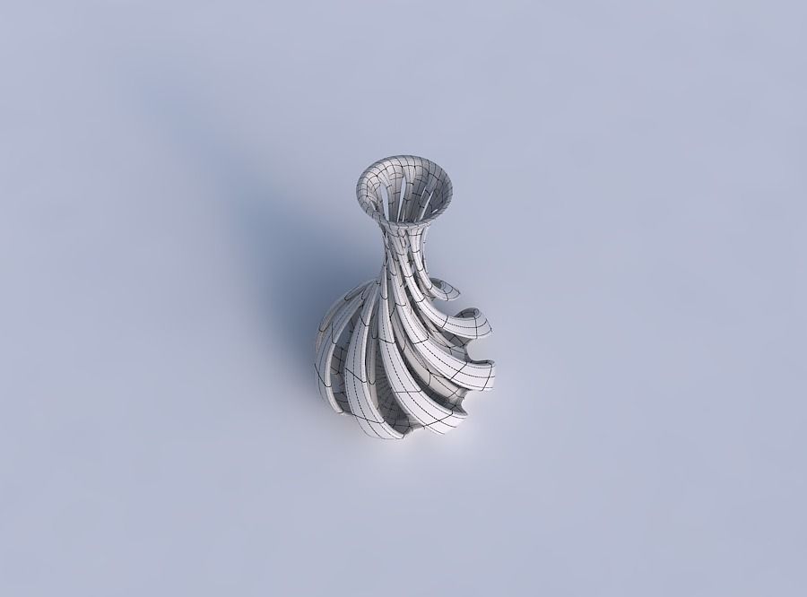Vase curved thin neck with twisted two layered lines tapered 2 3D print model_6