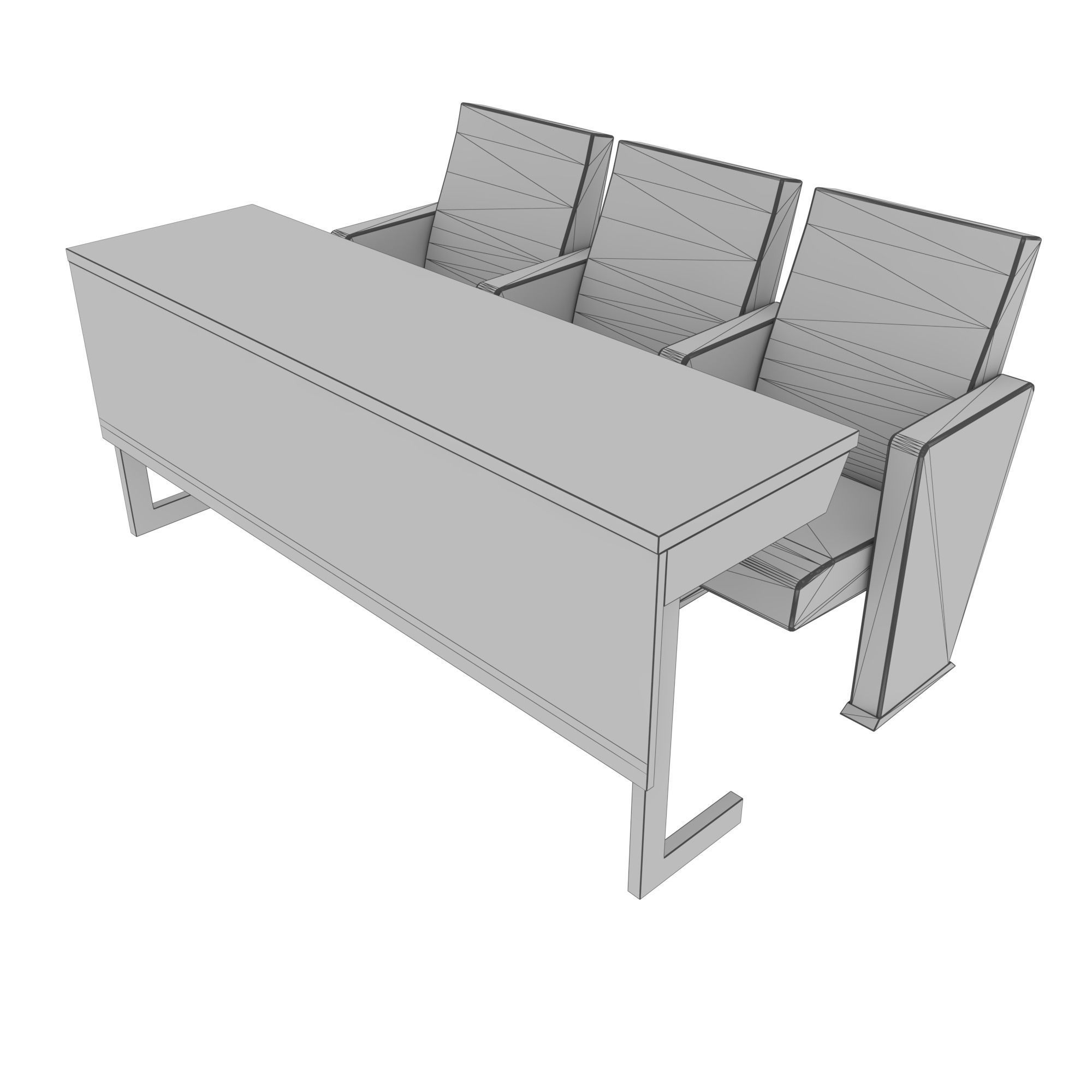 Conference chair-table 3D model_7