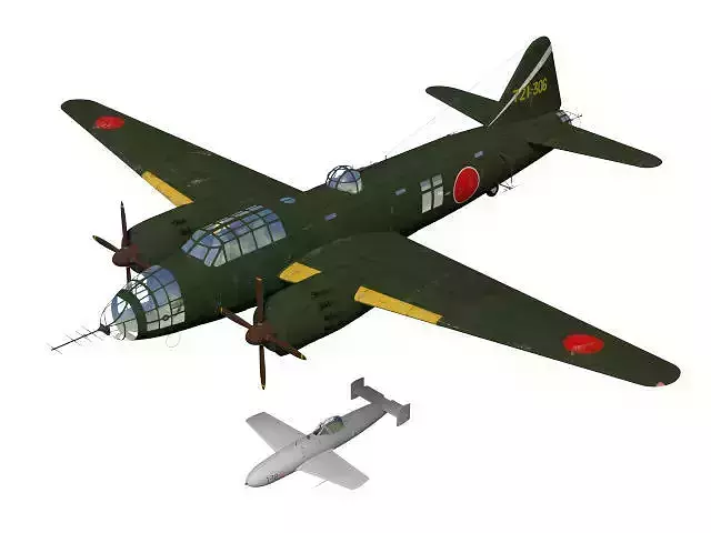 Mitsubishi G4M Betty Type24 tei and cherry blossom MXY-7 Type11 3D model