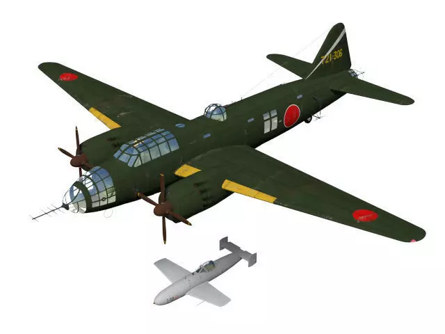 Mitsubishi G4M Betty Type24 tei and cherry blossom MXY-7 Type11 3D model_0