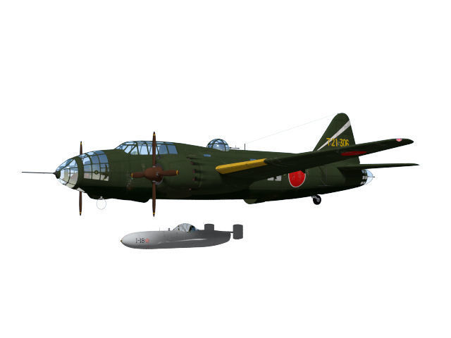 Mitsubishi G4M Betty Type24 tei and cherry blossom MXY-7 Type11 3D model_4
