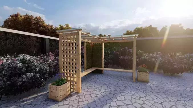 Gazebo outdoor area with wooden pergola