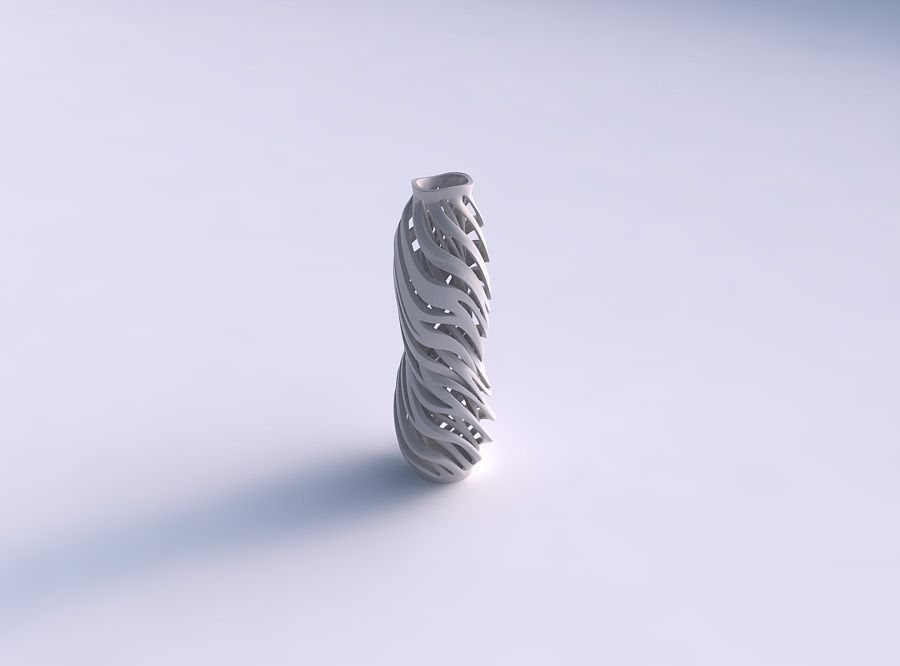 Vase curved slim with intertwining lines very twisted and tap... 3D print model_0