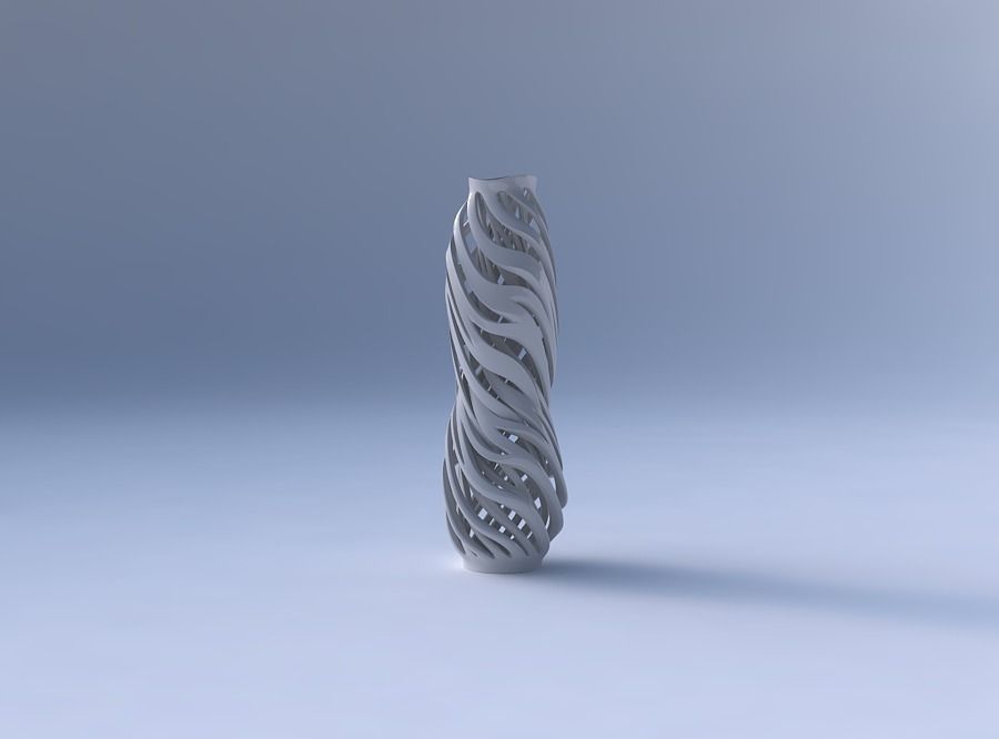 Vase curved slim with intertwining lines very twisted and tap... 3D print model_4