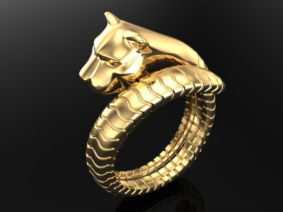 Leopard rings - Cheetah ring - Panther ring - Men ring 3D print model_2