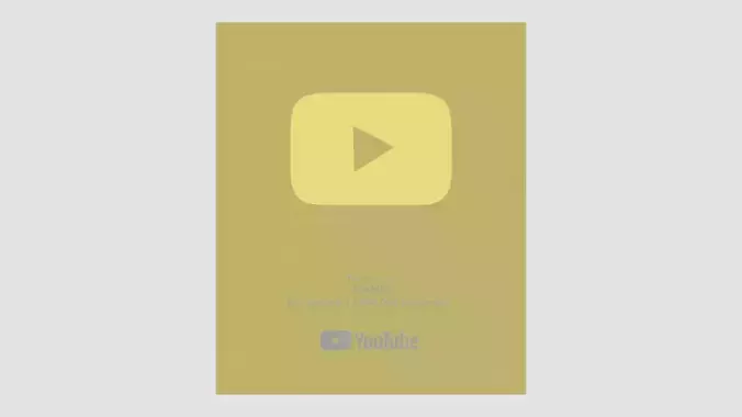 Golden Youtube Button - made in Blender