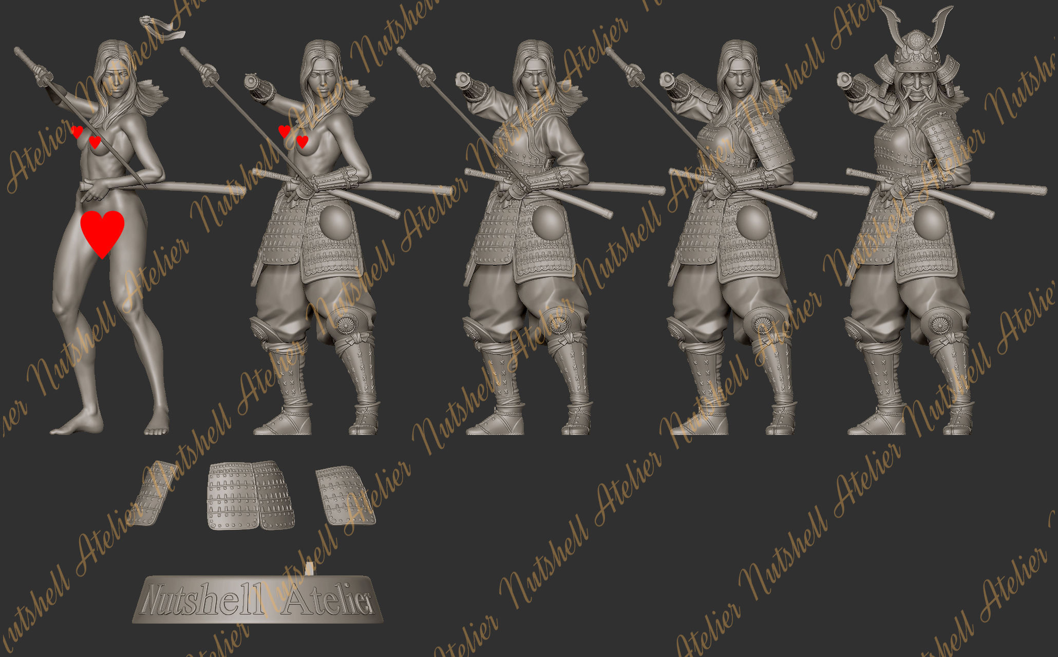 Nutshell Atelier   - Samurai girl NSFW 3D print model_16
