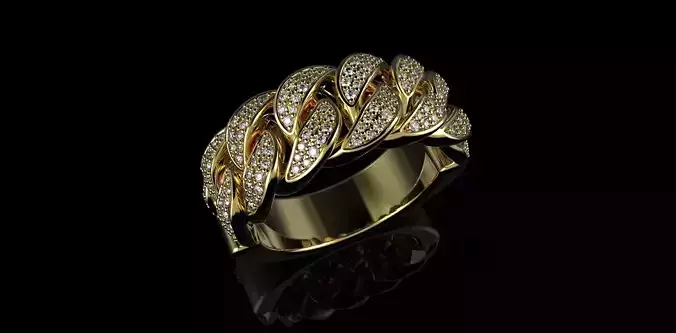 Cuban rings with small diamonds 1 3D print model