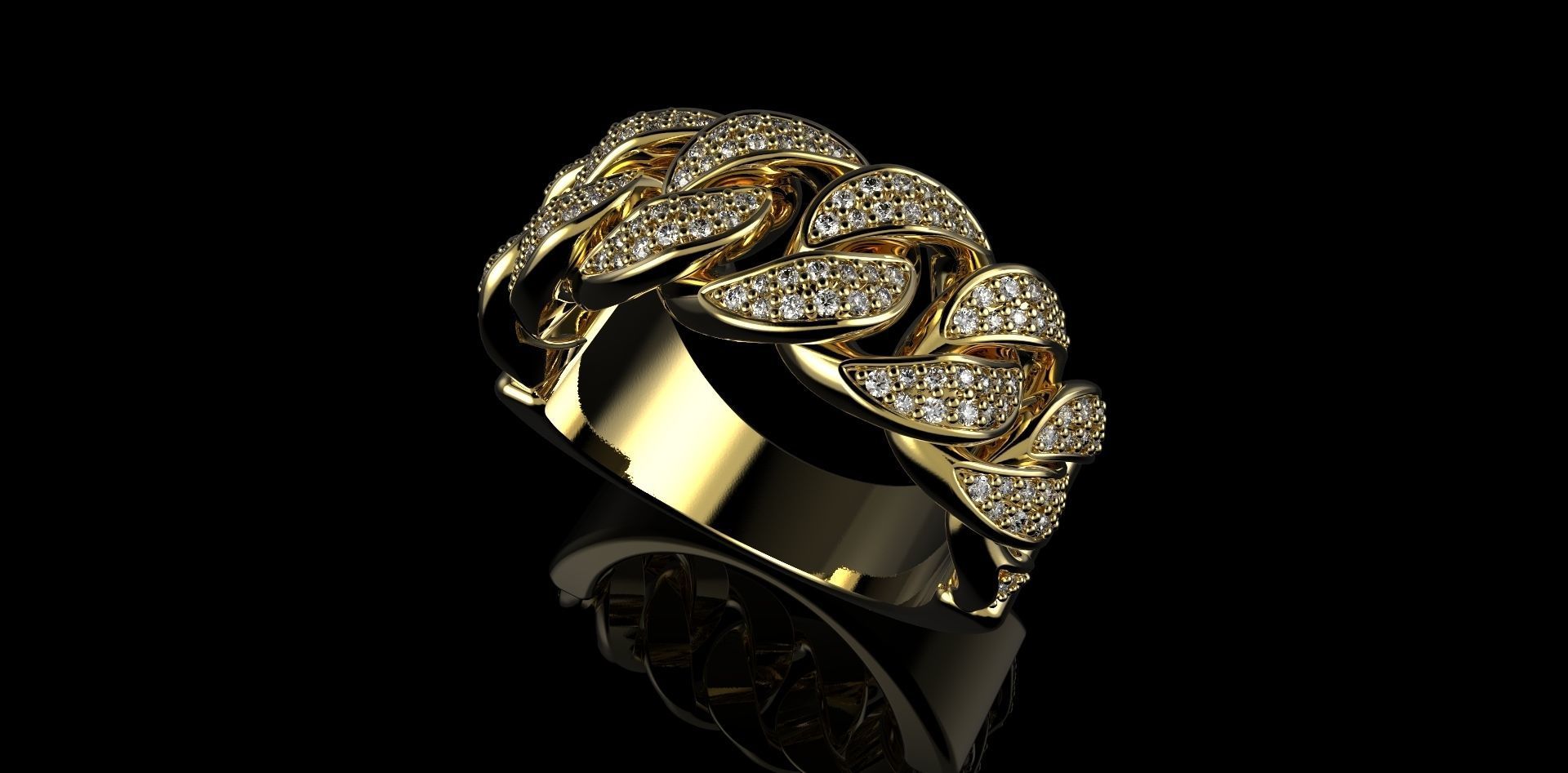 Cuban rings with small diamonds 2 3D print model_2