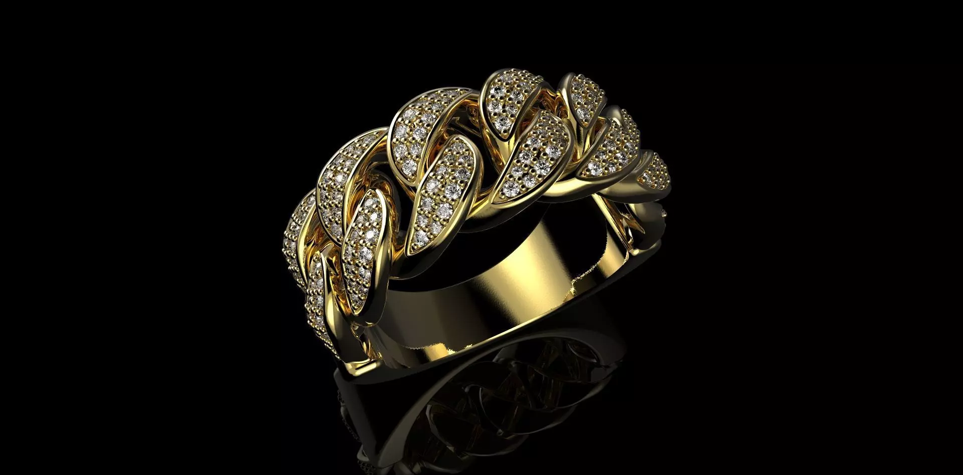Cuban rings with small diamonds 2 3D print model_0