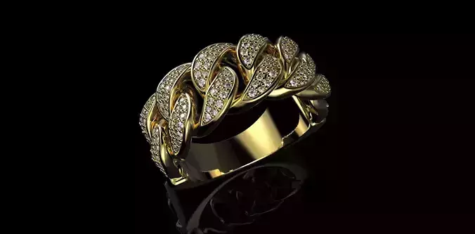 Cuban rings with small diamonds 2 3D print model