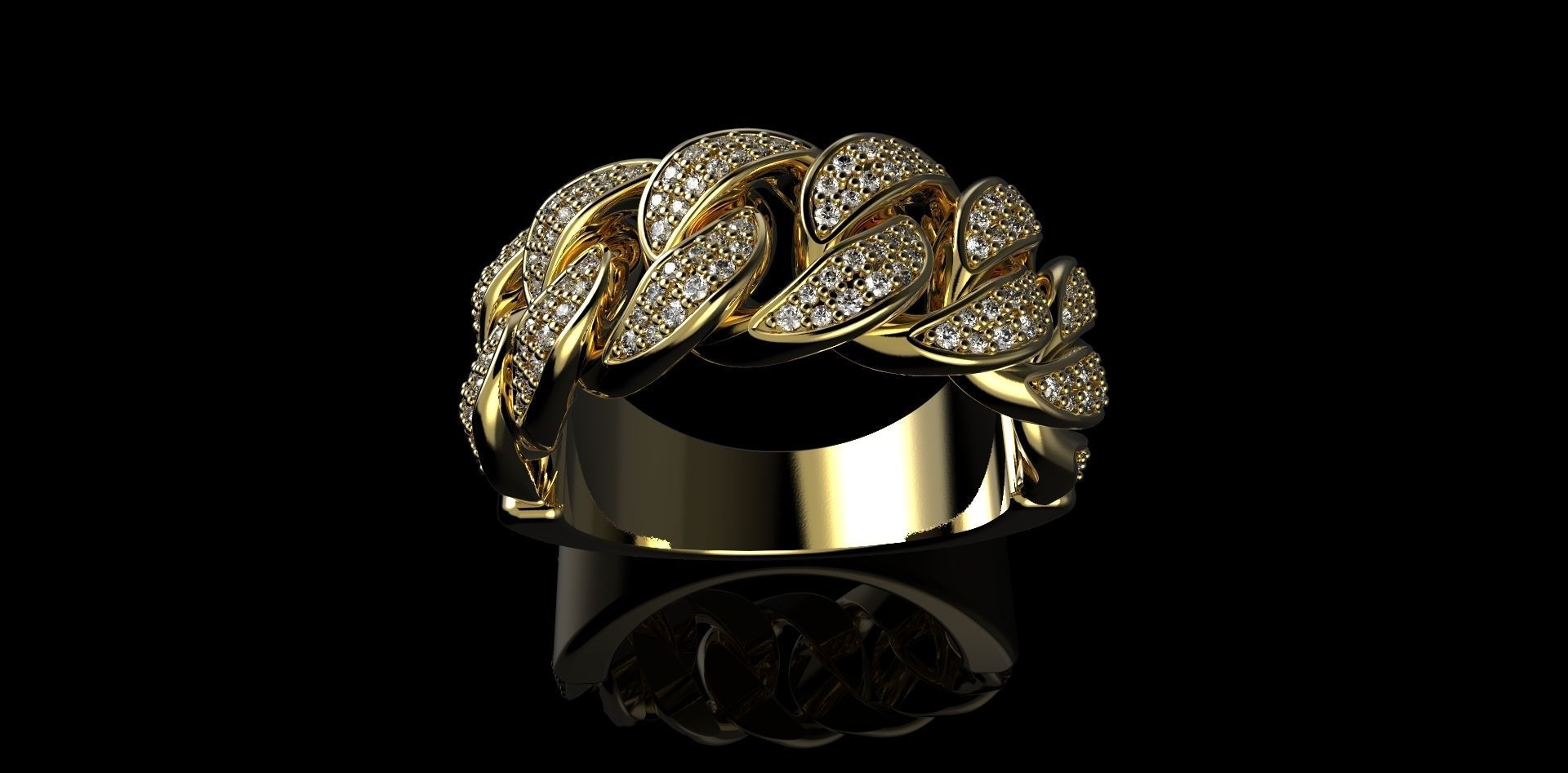 Cuban rings with small diamonds 2 3D print model_1
