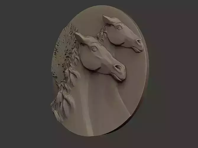 horses two horse heads