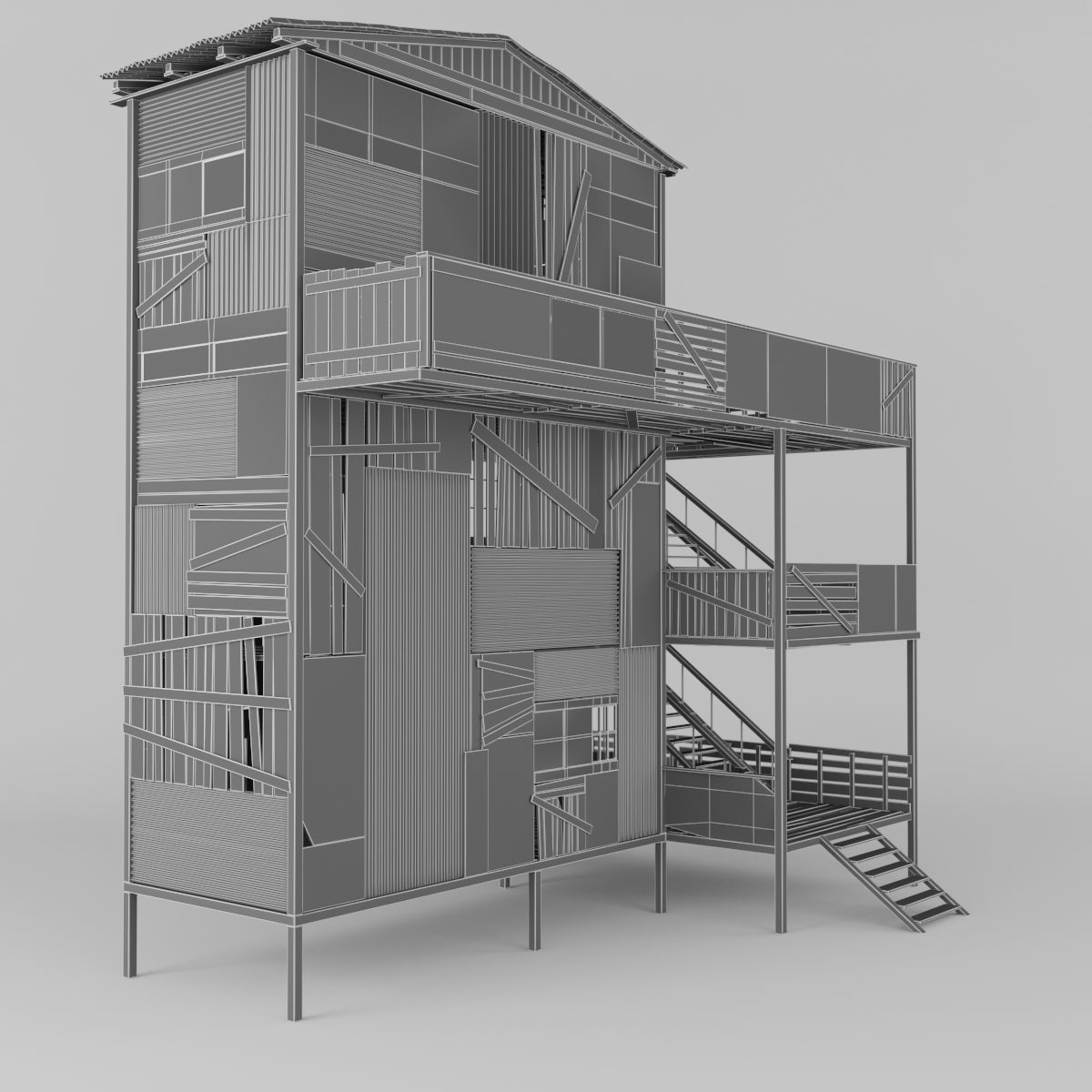 Forest cottage Low-poly 3D model_7