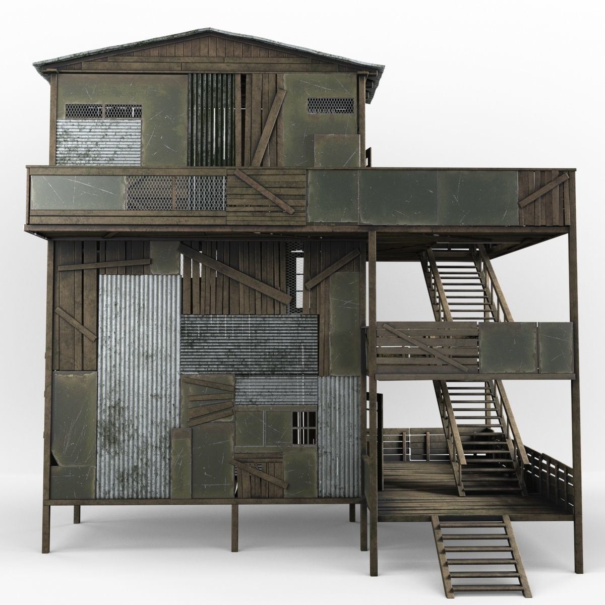 Forest cottage Low-poly 3D model_2