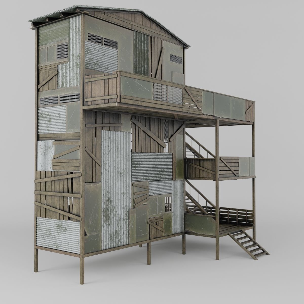 Forest cottage Low-poly 3D model_6