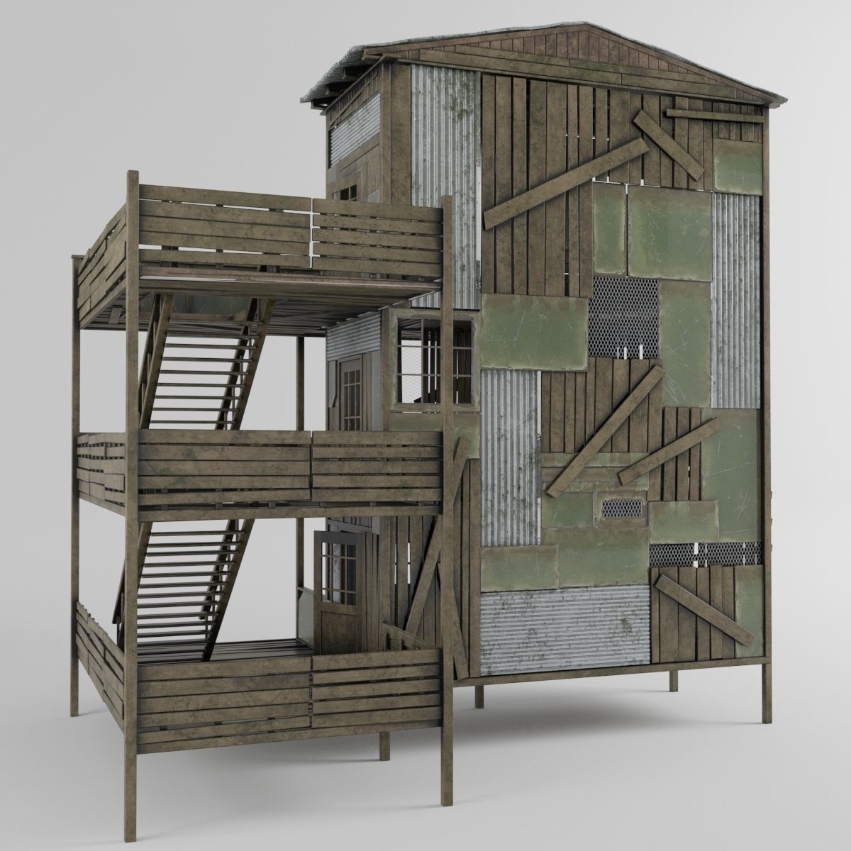 Forest cottage Low-poly 3D model_3