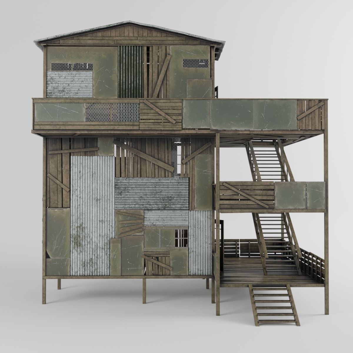 Forest cottage Low-poly 3D model_5