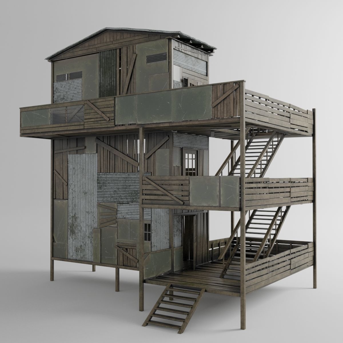 Forest cottage Low-poly 3D model_4