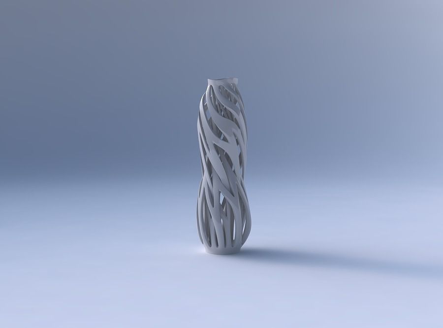 Vase curved slim with intertwining lines twisted and tapered ... 3D print model_4