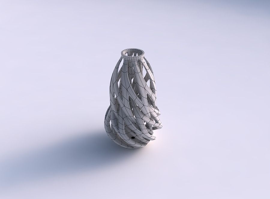 Vase curved slim with intertwining lines twisted and tapered 2 3D print model_5
