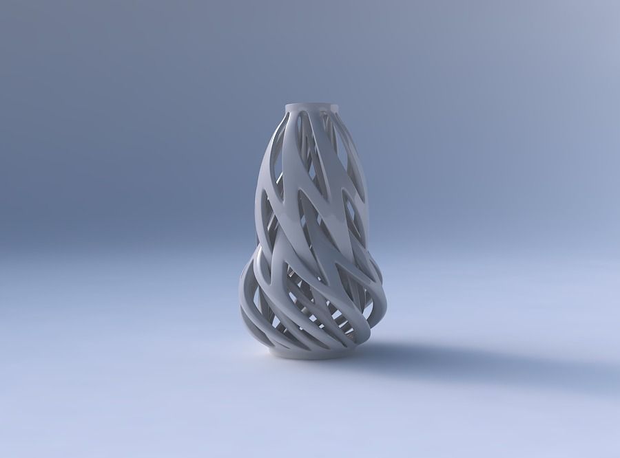 Vase curved slim with intertwining lines twisted and tapered 2 3D print model_4
