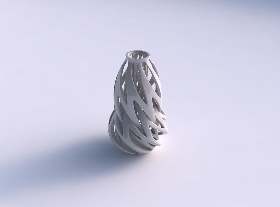 Vase curved slim with intertwining lines twisted and tapered 2 3D print model_0
