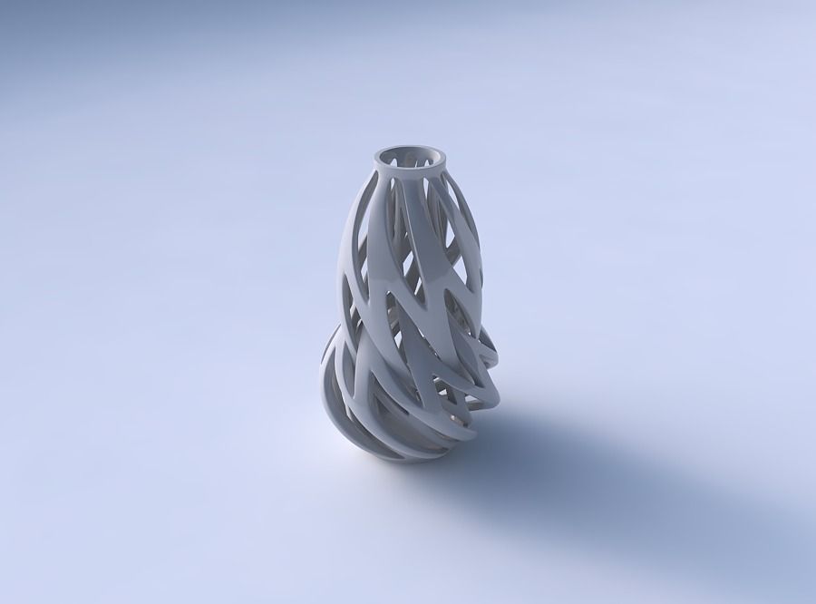 Vase curved slim with intertwining lines twisted and tapered 2 3D print model_3