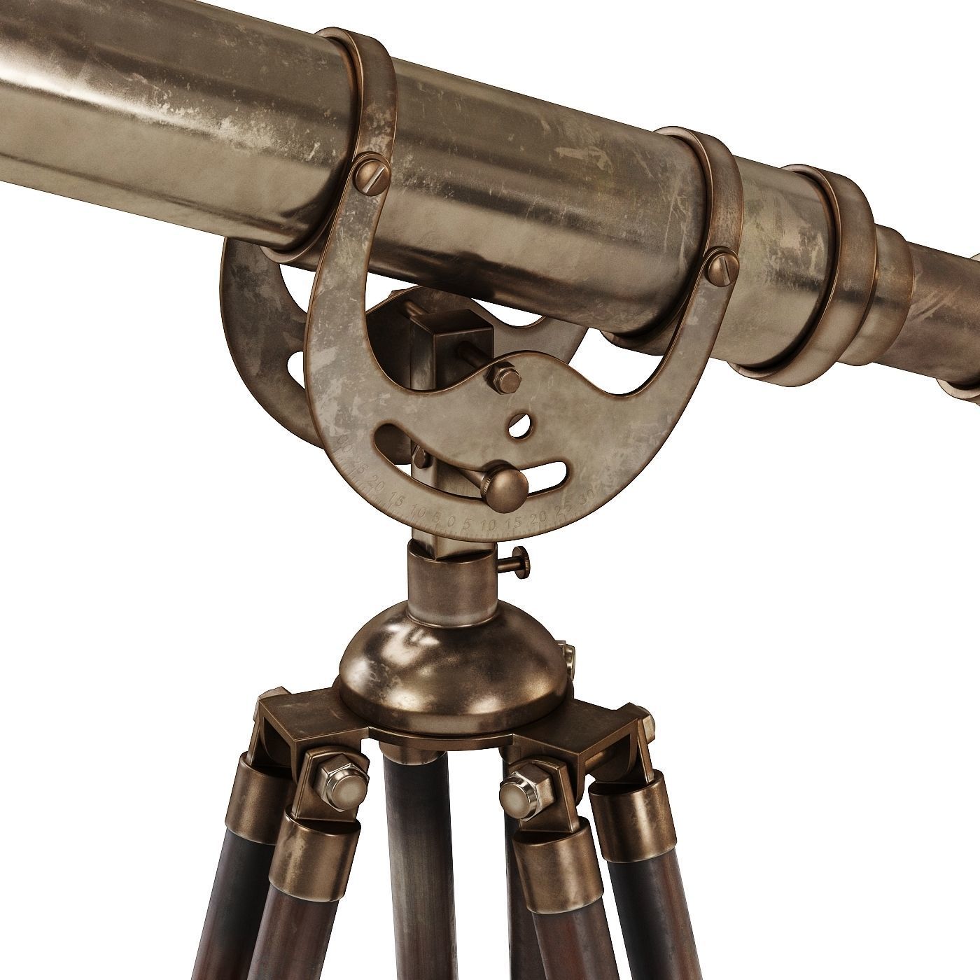 Antique Tripod Telescope 3D model_1