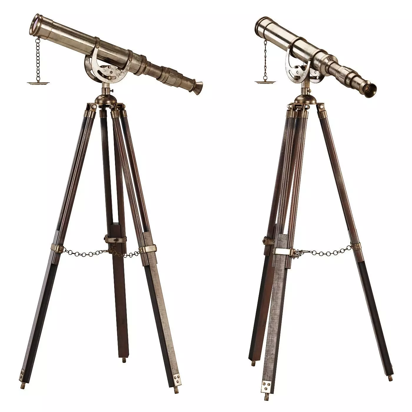 Antique Tripod Telescope 3D model_0