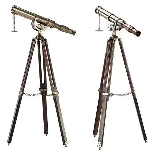 Antique Tripod Telescope 3D model