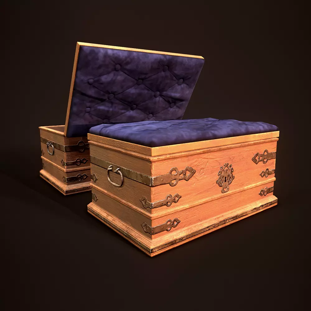 Chest Vintage Box Low-poly 3D model