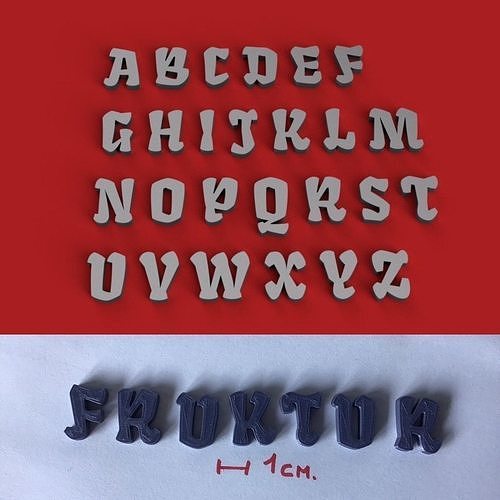 FRAKTUR uppercase and lowercase 3D Letters 3D print model