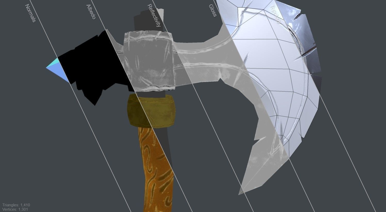 Stylized Axe Low-poly 3D model_6