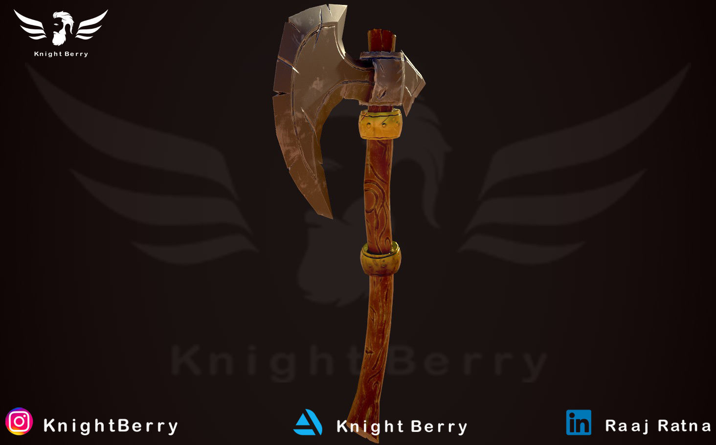 Stylized Axe Low-poly 3D model_3