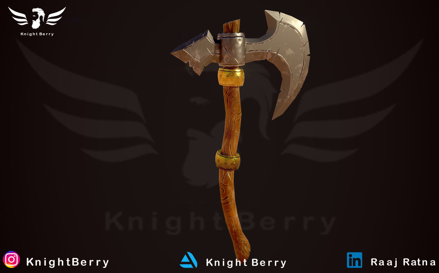 Stylized Axe Low-poly 3D model_5