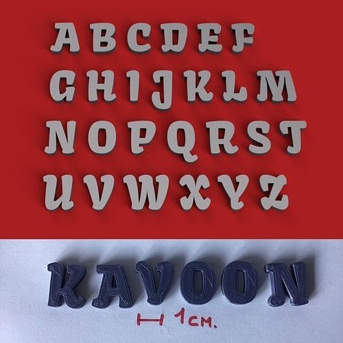 KAVOON uppercase and lowercase 3D Letters STL FILE  3D print model