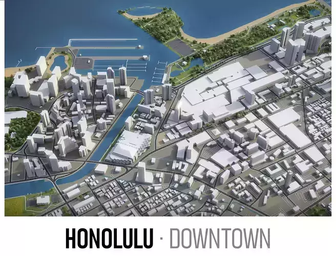 Honolulu Low-poly 3D model