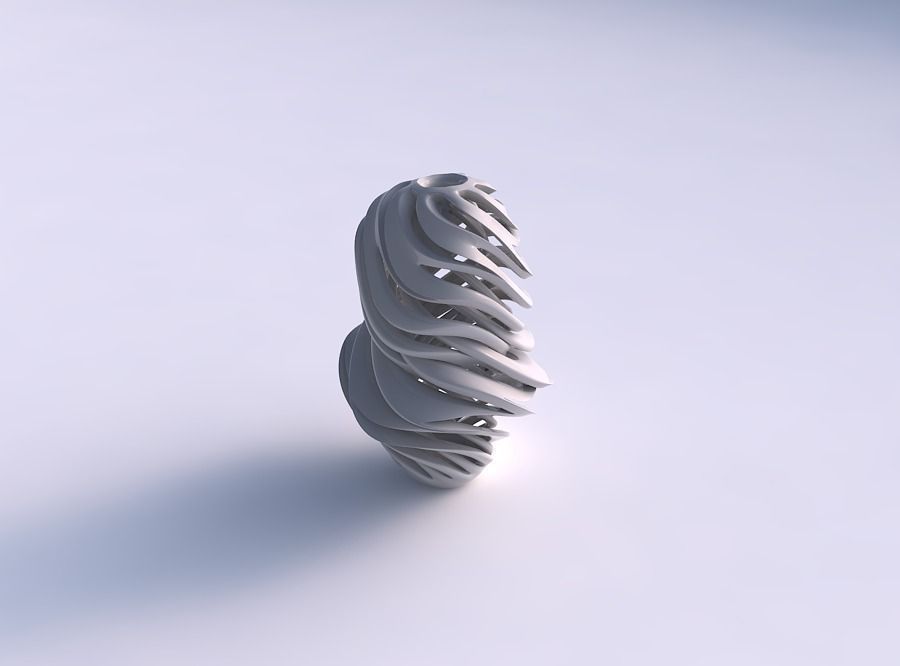 Vase curved slim mushroom with intertwining lines very twiste... 3D print model_0