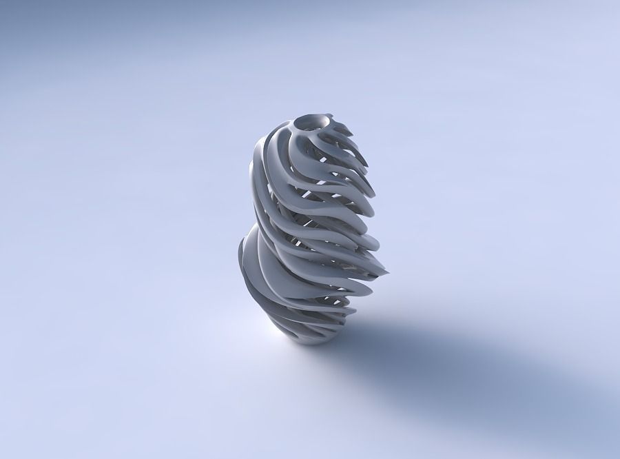 Vase curved slim mushroom with intertwining lines very twiste... 3D print model_3