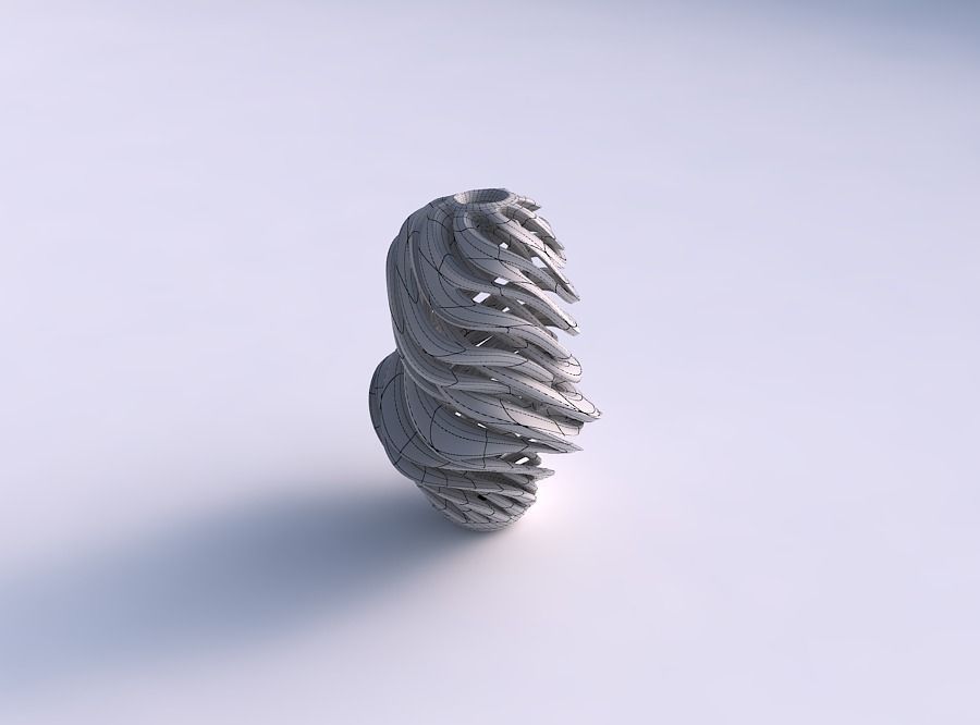 Vase curved slim mushroom with intertwining lines very twiste... 3D print model_5