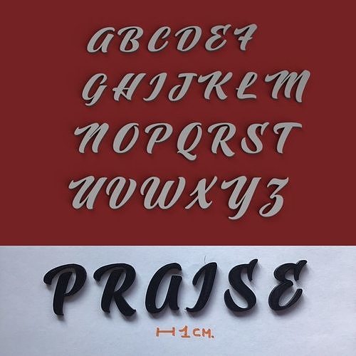 PRAISE uppercase and lowercase 3D Letters STL FILE  3D print model