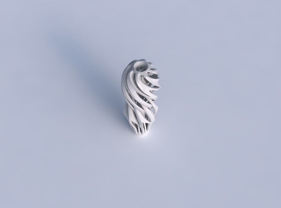 Vase curved slim mushroom with intertwining lines twisted and... 3D print model_1