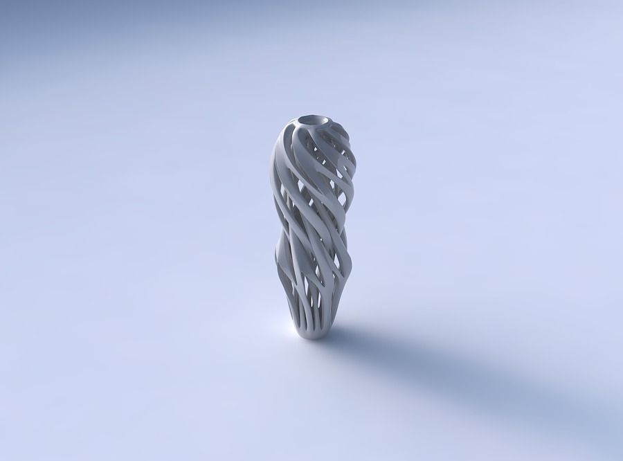 Vase curved slim mushroom with intertwining lines twisted and... 3D print model_3
