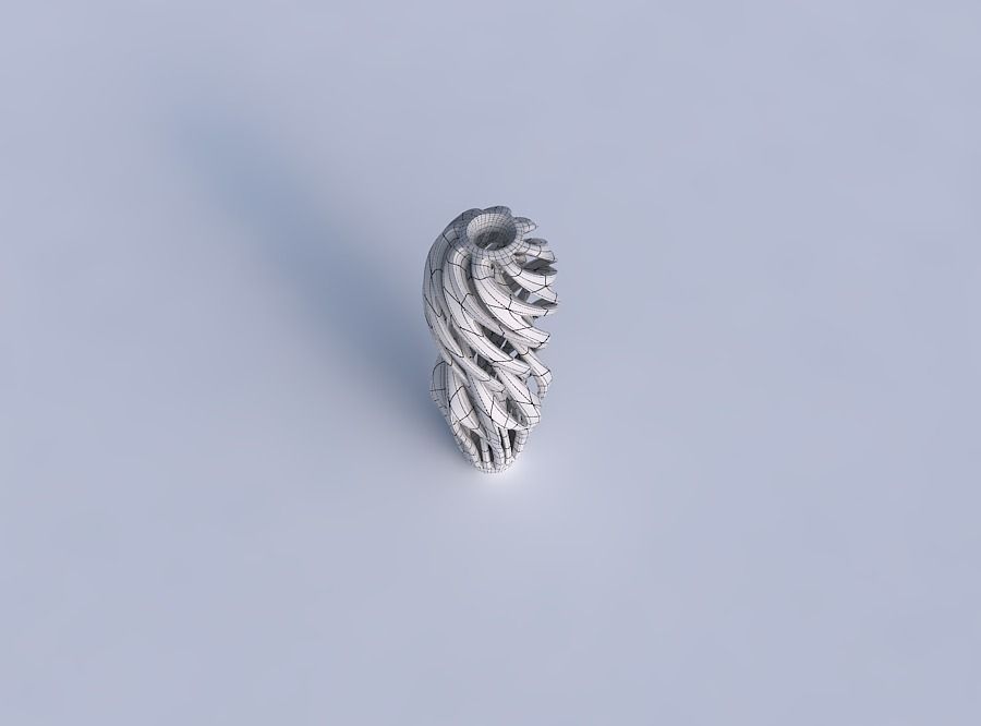 Vase curved slim mushroom with intertwining lines twisted and... 3D print model_6