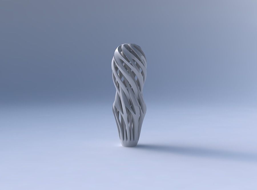 Vase curved slim mushroom with intertwining lines twisted and... 3D print model_4