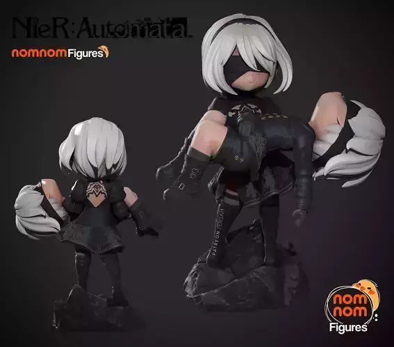 Chibi 2B and 9S - Nier Automata 3D print model