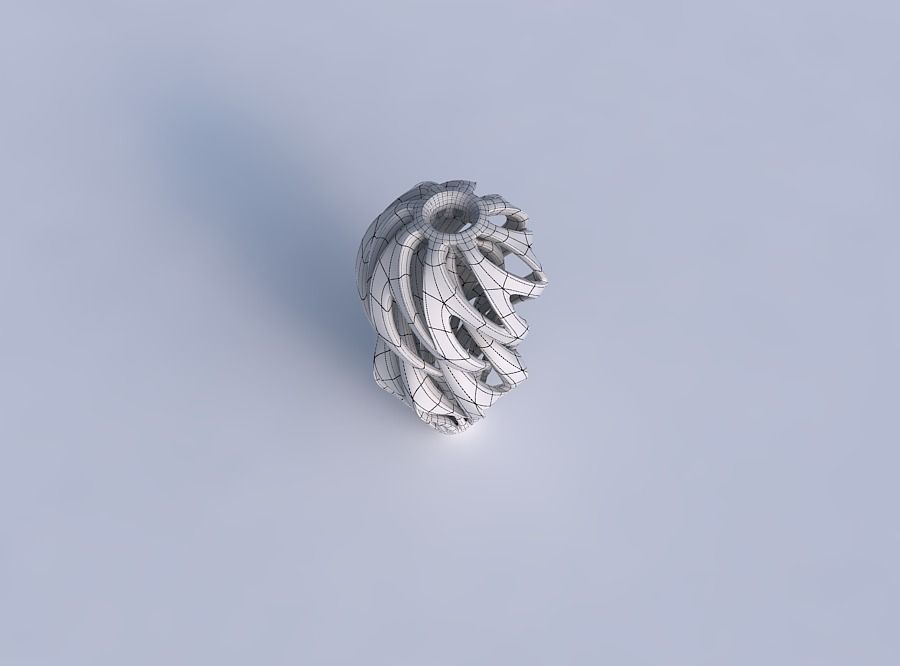 Vase curved slim mushroom with intertwining lines twisted 3D print model_6