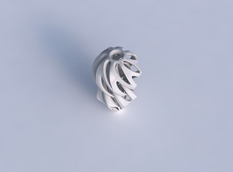 Vase curved slim mushroom with intertwining lines twisted 3D print model_1